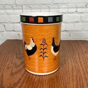 Sakura Warren Kimble Country Quartet Rooster ceramic utensil holder EUC